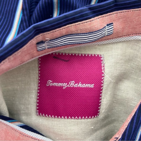 Tommy Bahama Button Down Dress Shirt Men's Long Sleeve Striped Medium Blue - Picture 8 of 8